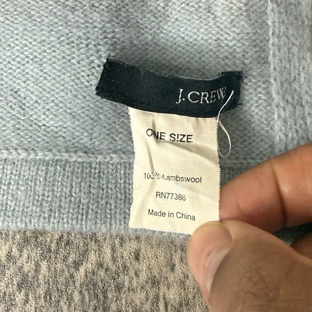 J.Crew 100% Lambs wool Scarf Tan Gray Striped‎ Unisex